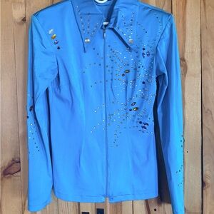 Blue Embellished Women's horse shows/ rodeo queen shirt
